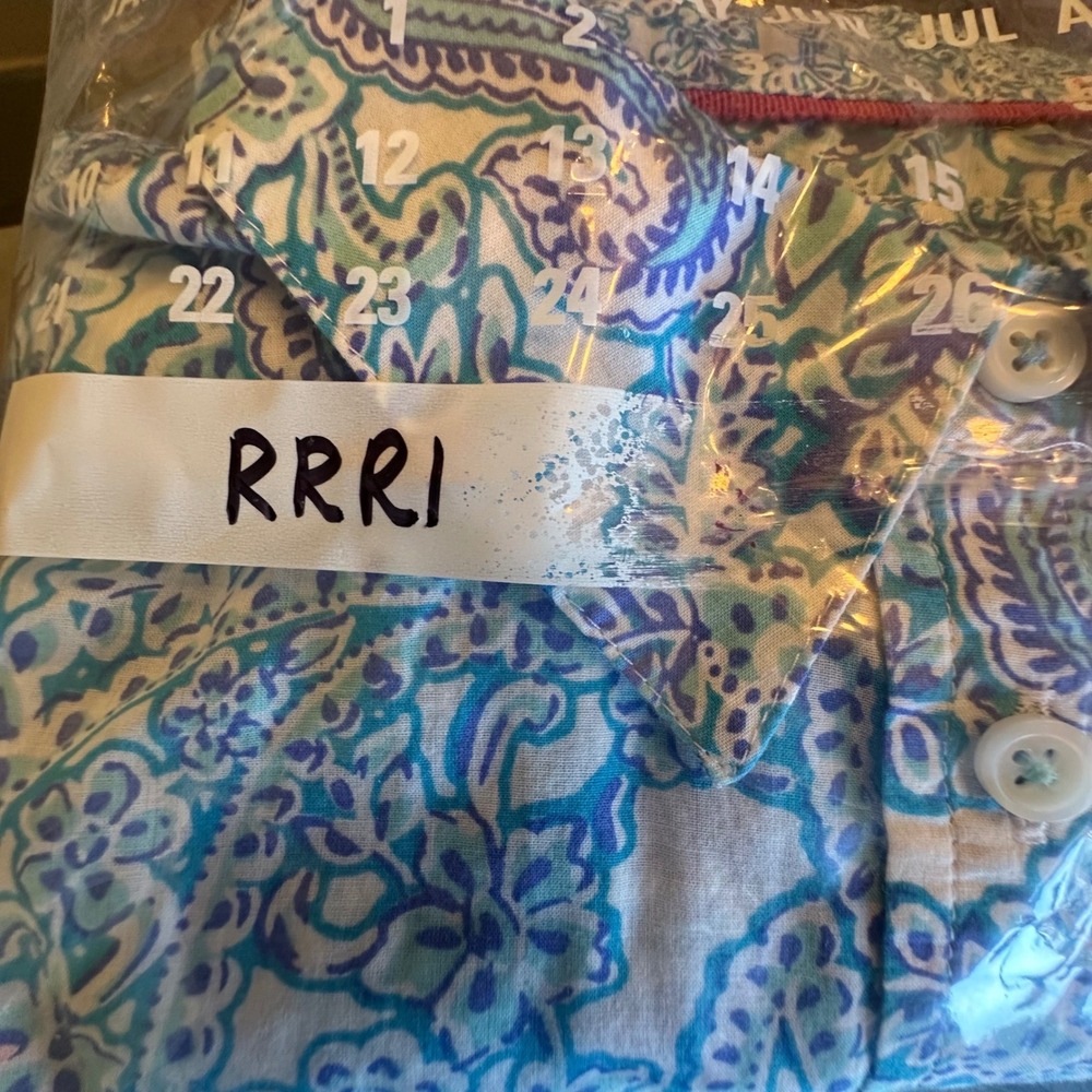 Talbots Petite Shirt Women's MP Blue White Paisley Print Button Down Shirt Top - Picture 10 of 10